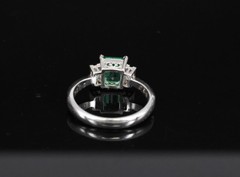 0.96ct GIA Colombian Untreated No Oil Emerald & Diamond Platinum Ring Size 5.75