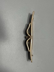 Coro Victorian Revival Enamel & Floral Engraved Bar Bow Shaped Pin Brooch 5” Vtg