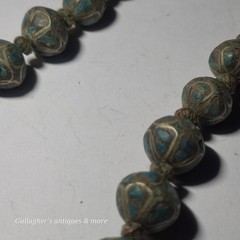vintage Bead Tibetan Turquoise Inlay Silver Graduated 16″ Choker Necklace