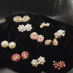 VINTAGE BEADED CLIP ON EARRINGS LOT ONE SIGNED WEST GERMANY