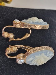 Rose Cameo Earrings (blue)