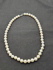 JTV Semi Baroque Graduated Pearl Necklace Sterling Silver 925