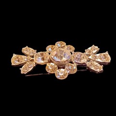 Vintage Silver Pot Metal Paste Rhinestone Brooch 2.25 X 1in