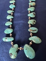 Vintage Southwest Faux Turquoise Tribal Silvertone Statement Necklace 26 in Hook