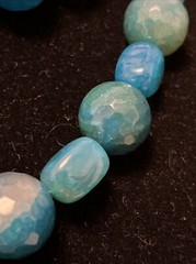 NATURAL BLUE ROUND FACETED MINERAL STONE BEADS NECKLACE AGATE BEADED HSN 314g