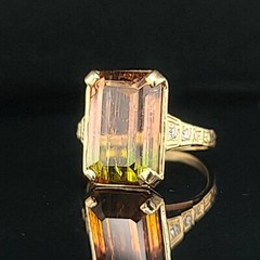 Vintage 14k Yellow Gold Engagement Ring 7.73CT. Natural Bio Tourmaline