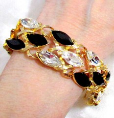 Vtg Runway Rare NAPIER “Black Tie” Swarovski Marquise Crystal Bracelet Book Pc