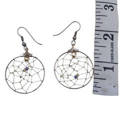 Dreamcatcher Earrings Vintage 1970s Beaded Dangle Drop