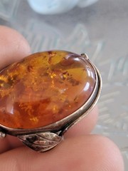 Vintage Sterling Silver Amber Ring/Earrings & Pendant Same Day Shipping Read