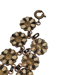Vtg Floral Brass 15″ Choker Necklace Mid Century Linked Hand Painted Czech Style