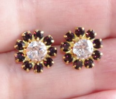 Vintage Gorgeous 10MM Garnet Seed Flower Jackets For Earrings Use W Any Studs