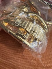 Lot Of 2 Double Alligator Gold Tone Alligator Hinged Bangle Bracelet
