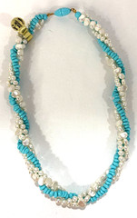 Vintage Avon Turquoise Like Beads, Faux Pearl Necklace 18″ Made for Japan Only