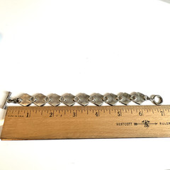 Vtg Mexico 925 sterling Silver Black Onyx Hexagon Geometric Toggle Bracelet 6.5