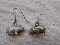 Vintage Sterling/Pewter From Australia Wombat Earrings Very Detailed Unique