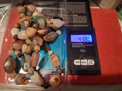 Vintage 60s Beggars Bead Necklace Polished Agate Stone Heavy 34″