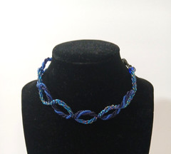 Vintage Czech Republic Choker Necklace Blue Beads Infinity 90s Y2K