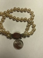 Bracelet 2 strand faux pearls Sterling Clasp Vintage Unused Mint Condition