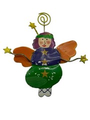 Vintage Angel Fairy Pixie Brooch Pin Quirky Painted Unusual Metal Stars Figural