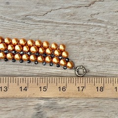 Triple Layer Golden Faux Pearl Beaded Statement Necklace Short