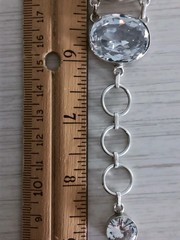 Sterling Silver Large Faceted Clear Crystal Round Link Bracelet Heavy 6 3/4″-8″