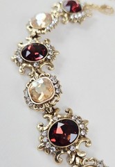 Simulated Chocolate Garnet & Aurora Borealis Rhinestone Choker Necklace 17″