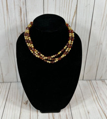 Vintage Cream Color Pearl and Acrylic Amber 3 Strand Chocker Necklace