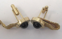 Vintage Black Onyx Wrap Around Gold Filled Cufflinks Bullet Back