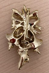 Gerry’s Christmas Bells Brooch Gold Tone Enamel Holly Rhinestone Vintage