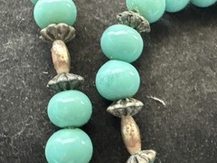 Vintage Teal Long Beaded Necklace (1970s-2000s)