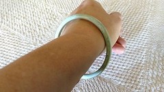 Vintage Bracelet Bangle plastic Lucite Moire swirl mint green blue white yellow