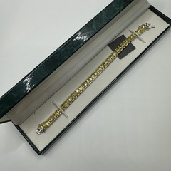 Vintage Ross Simons Silver 925 Canary Yellow Baguette Cut CZ Bracelet 7.5″ long