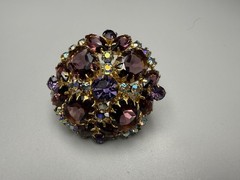 Juliana D&E Book Piece Brooch Pin Shades Of Purple AB Rhinestone 2″ Ref #550 VTG