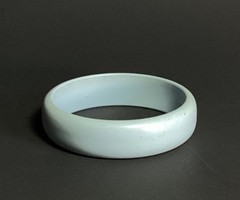 Vintage Minimalist Mod Pastel Blue Lucite Bangle Bracelet with Matte Finish