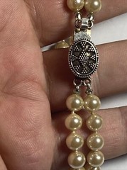 Bracelet 2 strand faux pearls Sterling Clasp Vintage Unused Mint Condition