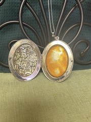 Revlon Vintage Village Scene Locket Perfume Necklace, SS