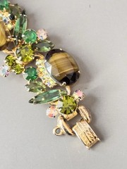 Vintage Verified JULIANA Green Art Glass Bracelet Brooch/Pendant Earring Set