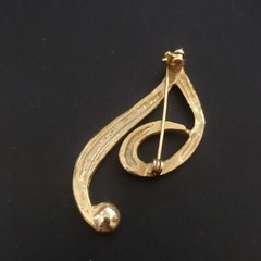Vintage Brooch Letter I/J Name Initial Pin Gold Tone Rhinestone VTG Gift Retro