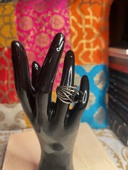 Zuman-Vintage Sterling Silver And Black Onyx Crossover Ring Size 7
