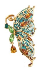 Butterfly Pin Brooch Art Nouveau Style Gold Metal Alloy Set With Enamel