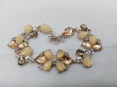 MILKY YELLOW FACETED HONEY-HUED MORPHO BUTTERFLY INSECT MOTIF TENNIS BRACELET