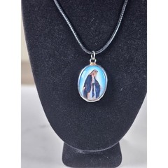 Vintage Madonna Pendant Necklace Lightweight Silver Tone Religious