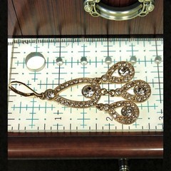 Monet Chandelier Earrings Gold Tone With Rhinestones