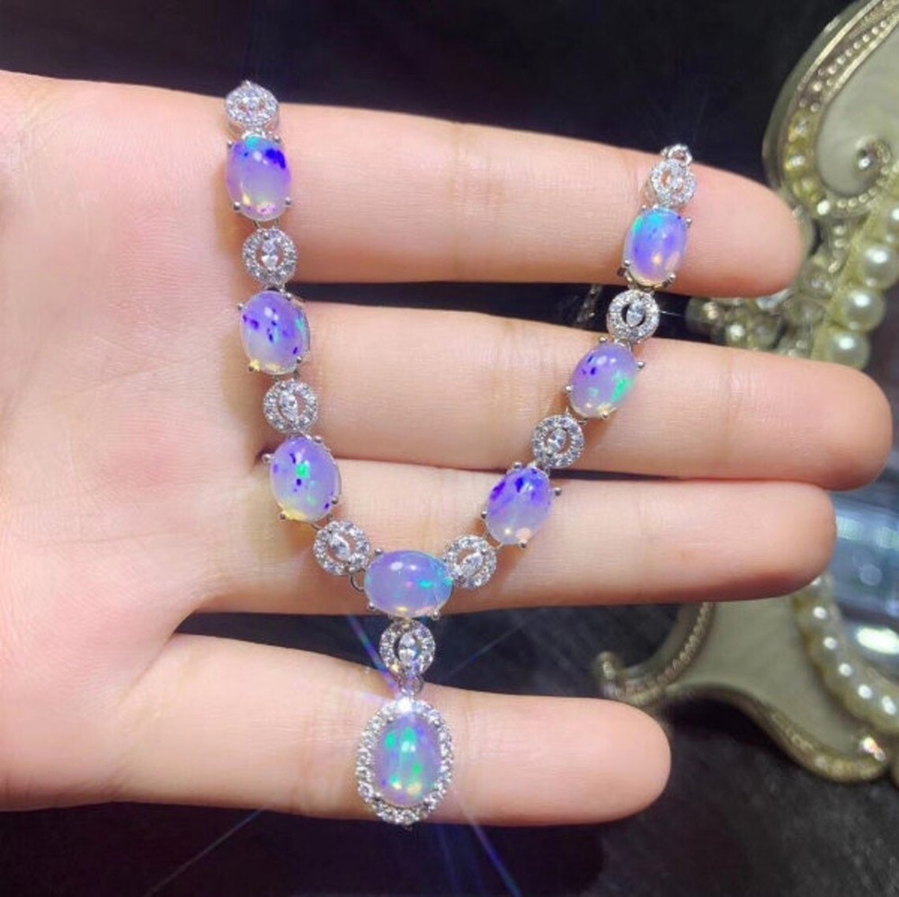 Natural Fire Opal Necklaces, 925 Sterling Silver Anniversary gift, bridal gift.