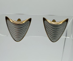 VTG Albert Scharning Norway Sterling White Enamel Clip-On Earrings 4g #bfi