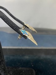 Vintage Sterling Silver Butterfly Leaf Turquoise Stud Earrings