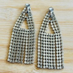 Sparkly Statement Earrings VTG Clip Crystal Austrian Rhinestone Dangle Waterfall