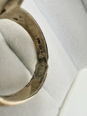 Antique Old VTG 10k Gold Filled Signed Ring SZ11 Blue Glass Damage 9.3gram READ