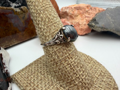 Vintage Sterling Silver Hematite Stone Stamped 935 Made in UK Ring Size 7