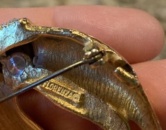 Vtg Florenza Gold Tone Glass Eyes Rhinestone Jaguar Leopard Brooch Pin